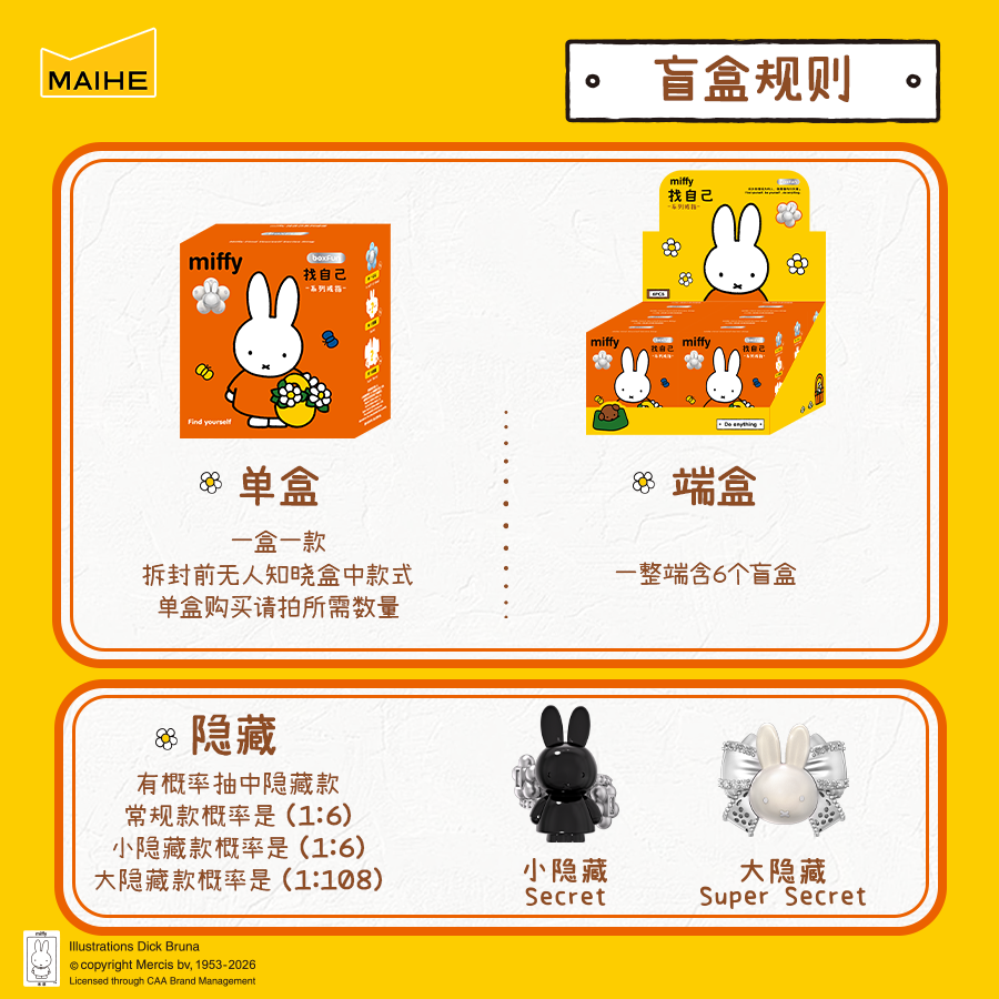 Spot Mai and BOXFUN Miffy Find Yourself Series Couple Rings Blind Box Trendy Anime Peripheral Rings