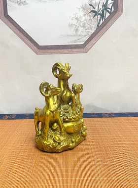 纯铜羊开泰摆件聚宝盆客厅办公室三阳开泰铜羊生肖家居摆设工艺品