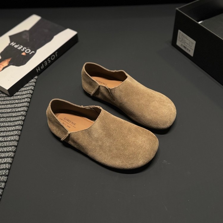 磨砂皮一脚蹬勃肯鞋25秋平底舒适乐福鞋后踩圆头穆勒鞋青年单鞋女,淘宝优惠券,粉丝福利购,淘宝优惠卷