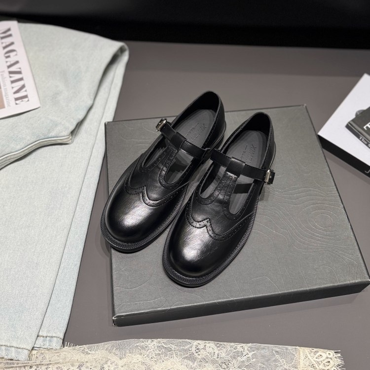 欧美布洛克雕花小皮鞋26春T字带低跟深口单鞋女英伦青年乐福女鞋,淘宝优惠券,粉丝福利购,淘宝优惠卷