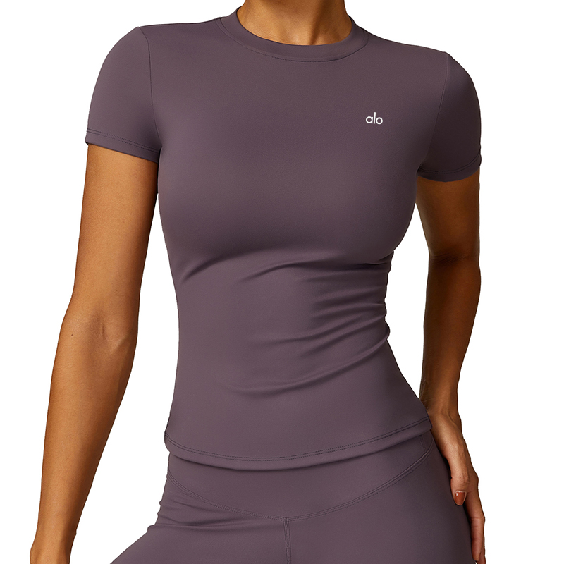 Aloyoga春夏新款T恤女速干瑜伽健身上衣罩衫户外跑步运动短袖圆领 - 图3