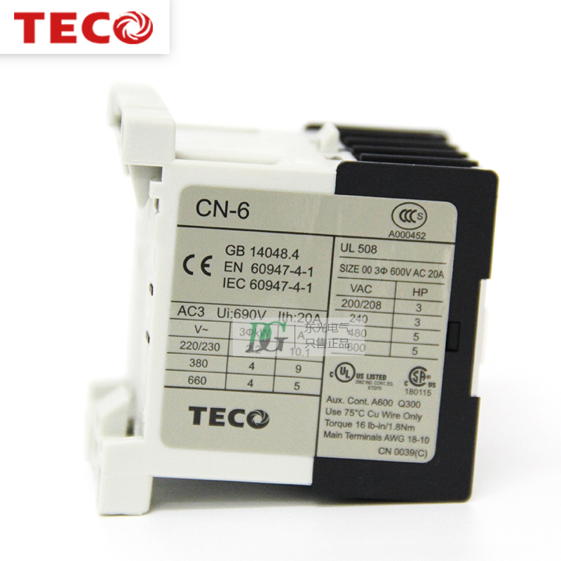 正品台安TECO接触器CN-6交流AC220v 小型9A接触器 CN-6K直流DC24V - 图0