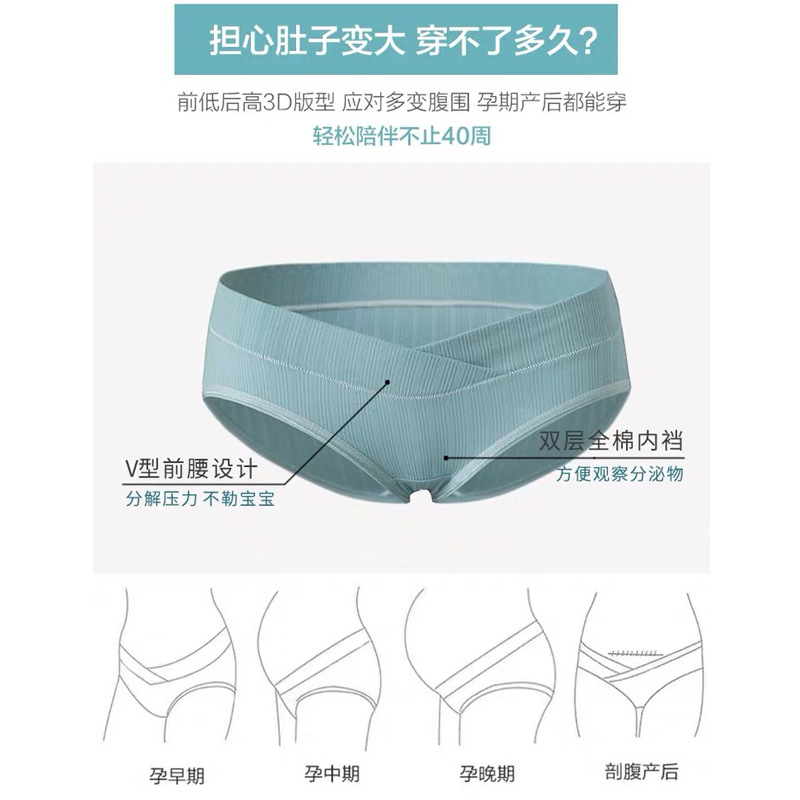 南极人孕妇内裤品牌店南极人孕妇内裤纯棉孕中晚期抗菌低腰底裤孕期产后裤头大码产检裤1
