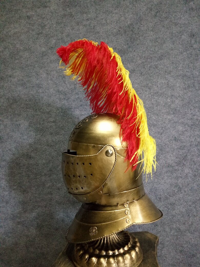 骑士水桶盔/罗马十字军盔/欧洲中世纪/真人佩戴金属头盔