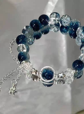 哪吒之魔童闹海同款星空手串熬光冰裂龙首百搭串珠琉璃男女手链