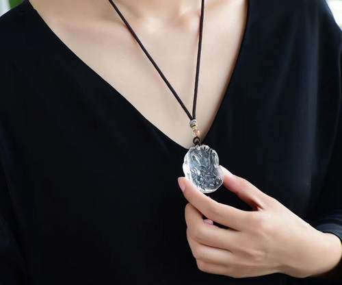 新款现货天然白水晶黄水晶五仙九尾狐吊坠精致可爱水晶狐黄白柳灰 - 图3