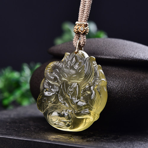 新款现货天然白水晶黄水晶五仙九尾狐吊坠精致可爱水晶狐黄白柳灰 - 图0