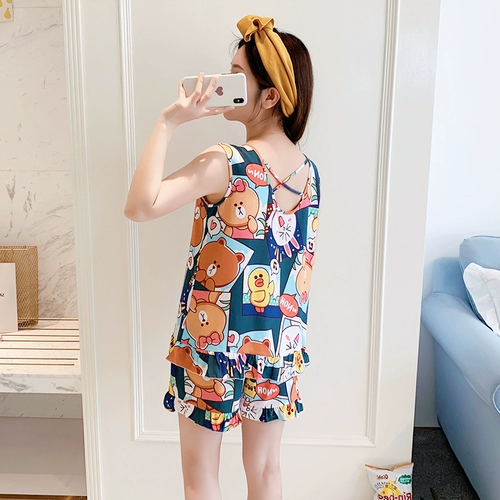 Клубника, майка, шорты, хлопковая пижама без рукавов, тонкий свежий милый комплект для школьников, простой и элегантный дизайн