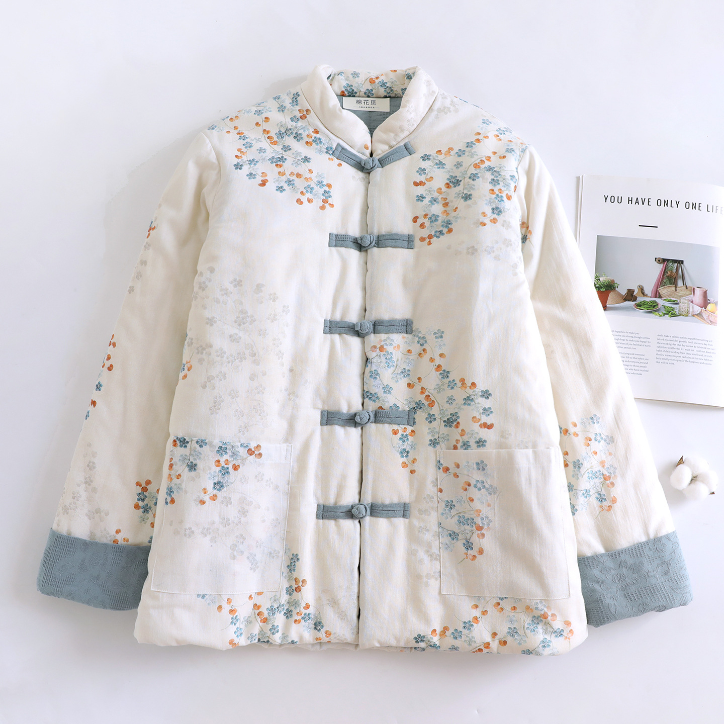 抗寒零下10冬季女士手工棉花衣花棉袄保暖棉服新中式睡衣纯棉夹棉