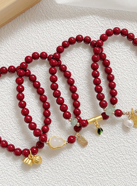 紫金朱砂手链女本命年红手链小众设计感复古小众国潮高级感女手饰