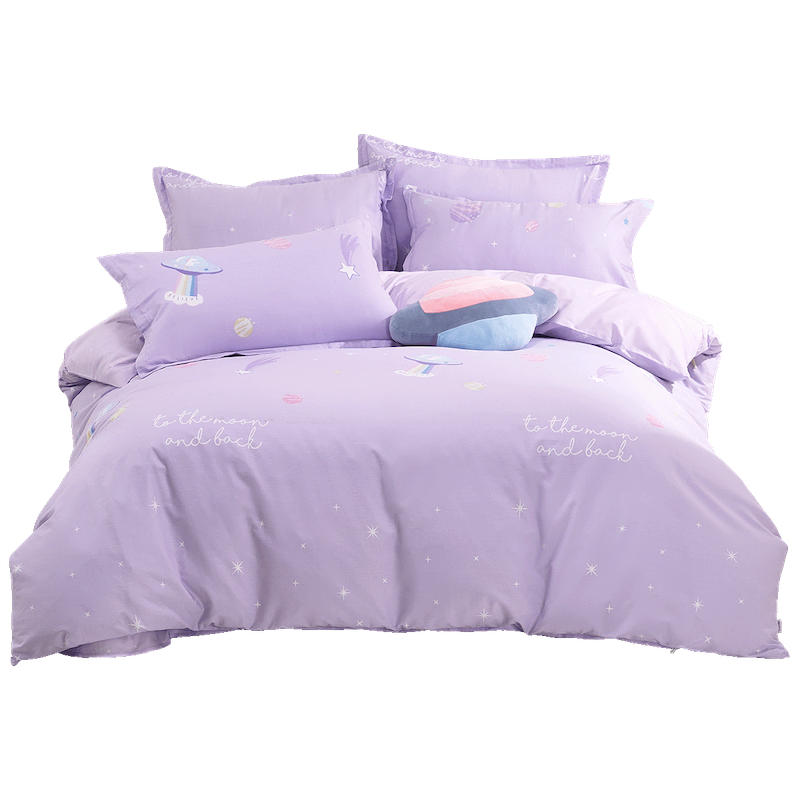 Luolai Home Textile Children's Four-Piece Set Pure Cotton Girls Quilt Cover Full Cotton Bedding Dormitory Bedding Three-Piece Set Bedding