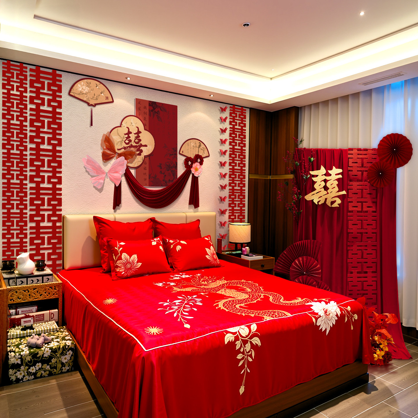 婚礼布置装饰婚房新房卧室床头背景墙喜字结婚专用氛围感酒店套装,淘宝优惠券,粉丝福利购,淘宝优惠卷