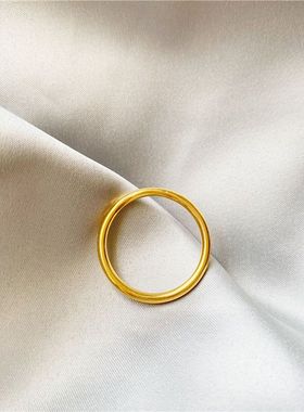 女越南沙金古法传承素圈光面戒指