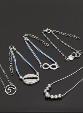 欧美风贝壳六边形珠子编绳手链