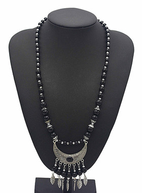 西藏尼泊尔绿松石树叶滴油毛衣链