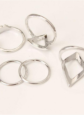 欧美风百搭镶钻箭头菱形关节戒指