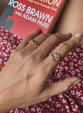 复古风狮子浮雕小众设计开口戒指