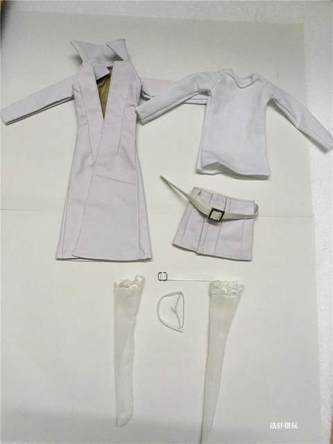 White 12-inch female soldier costume suitable for rubberized leather jacket