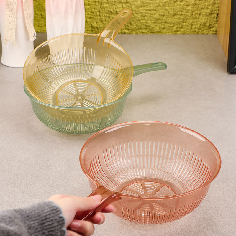 厨房沥水篮透明塑料滤水筛带手柄洗菜篮水果清洗篮食物残渣过滤篮,淘宝优惠券,粉丝福利购,淘宝优惠卷