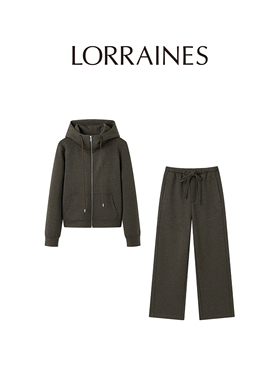 LORRAINES 休息日-好打理休闲连帽卫衣九分裤长裤运动套装懒人装