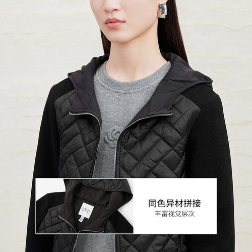 FINITY菲妮迪连帽短外套2024冬季简约通勤防风时尚减龄棉衣女 - 图1