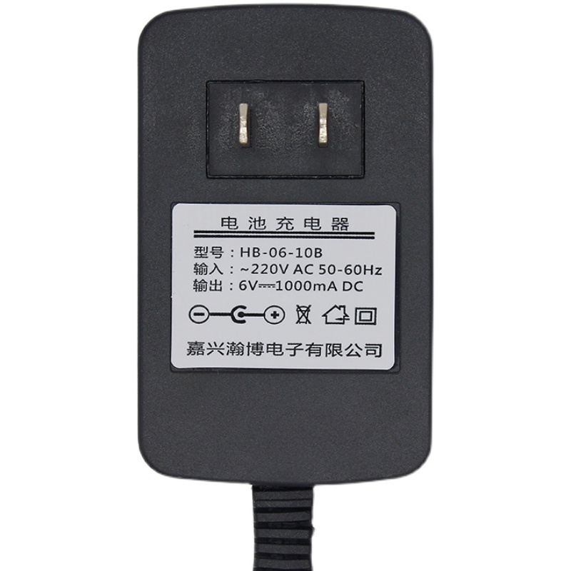 瀚博HB-06-05B儿童电动摩托车电池充电器6V500mA圆孔口通用适配器