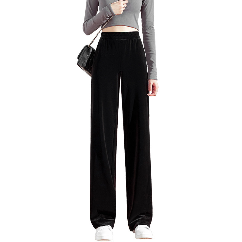 金丝绒女秋冬加绒裤子2021阔腿裤 锐帛休闲裤