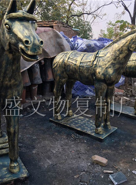 仿真大战马1：复制品仿铜色马俑