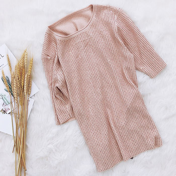 618 Xianqi ໃຫມ່ເຄື່ອງຂະຫນາດນ້ອຍ sparkling sequins ຕາເວັນຕົກແບບກະທັດຮັດຮອບຄໍ pullover ເສື້ອທີເຊີດ temperament sweater ບາງໆ