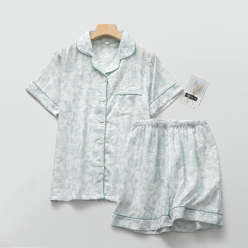 卡通睡衣女学生纯棉纱短袖短裤薄款日系可爱家居空调睡眠服可外穿,淘宝优惠券,粉丝福利购,淘宝优惠卷