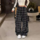 (Trendy Plaid) 2026 ຮູບແບບໃຫມ່ຂອງເກົາຫຼີແບບດ່ຽວແບບເພັດຮ້ອນ Plaid ອອກແບບ slimming wide-leg Pants Casual Pants