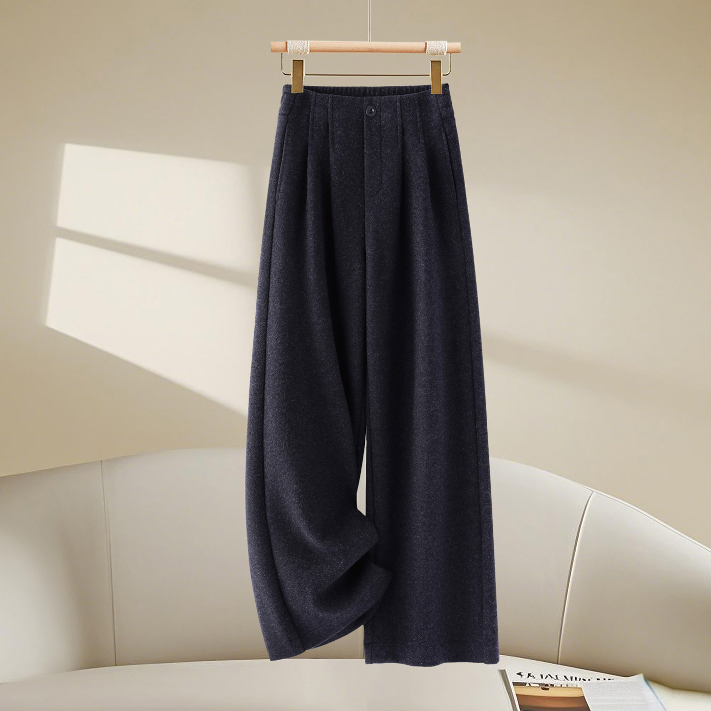 高腰加厚毛呢窄版阔腿裤女2025秋冬新款宽松显瘦百搭休闲垂感长裤,淘宝优惠券,粉丝福利购,淘宝优惠卷