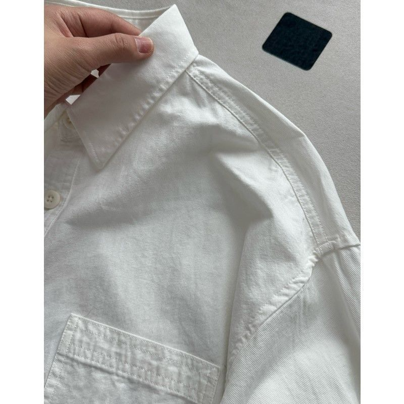 内搭叠穿百搭休闲衬衣外套男女2025年最新款100%纯棉简约白色衬衫 - 图2