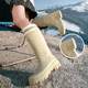 Botas japonesas de lluvia de bocina alta en tubo de alta tuba botas impermeables con suela gruesa Botas de lluvia de tubo corto usa cuerda elástica para aumentar la altura y los zapatos de goma anti-deslizamiento en los días lluviosos