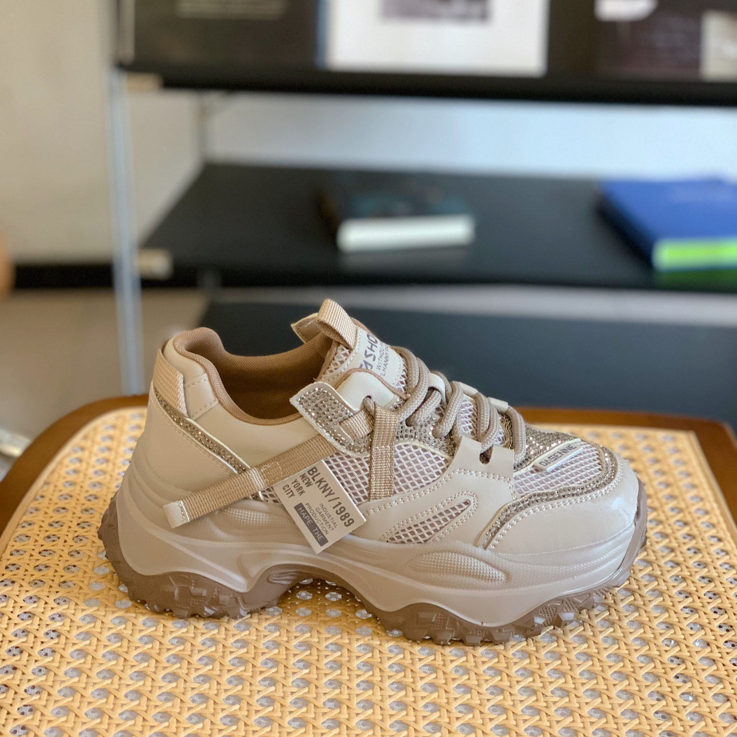 美式复古撞色时髦老爹鞋2025秋超火小个子增高6CM厚底休闲运动鞋 - 图3