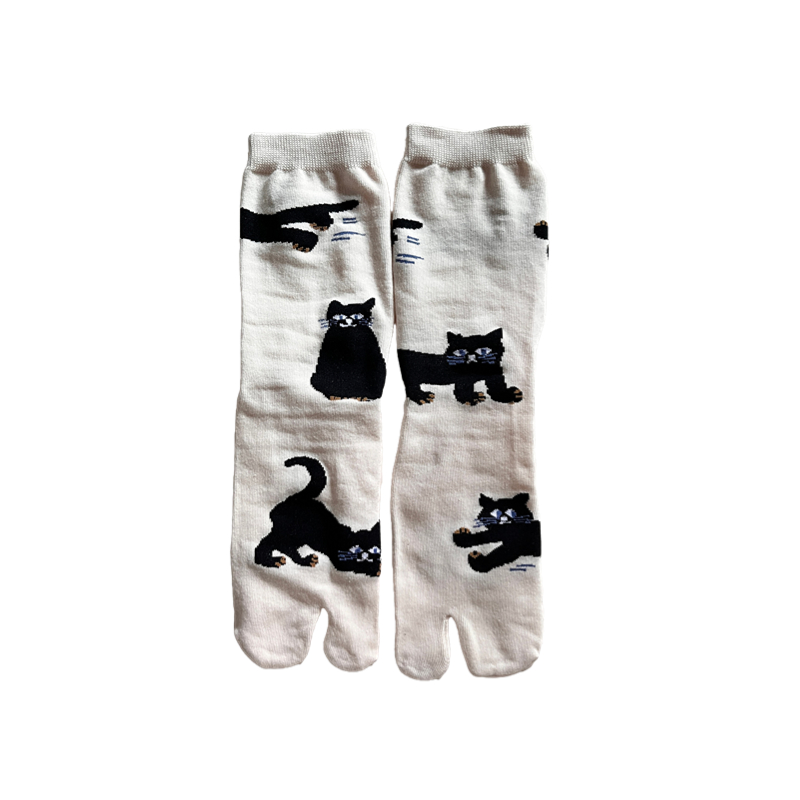 3双包邮 新品小黑猫分趾袜～卡通猫咪二趾袜忍者鞋棉袜tabi socks