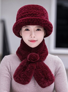 獭兔毛礼帽女秋冬中老年