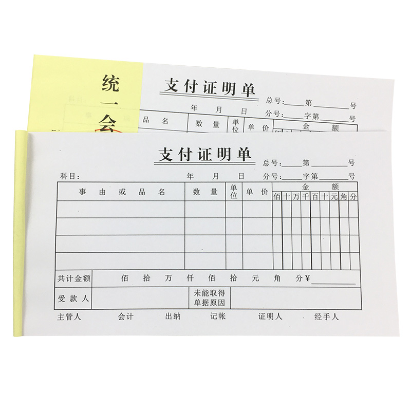 20本装支付证明单费用支出凭证单据现金收入报销单财会用品记账单 - 图0