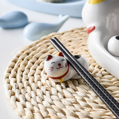 日式陶瓷筷托套装创意精致筷枕家用可爱猫鲸鱼筷架餐桌摆件寿司盘 - 图2