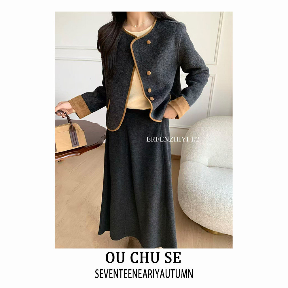 2025秋冬新款韩版时尚百搭圆领单排扣双面羊毛呢短外套女,淘宝优惠券,粉丝福利购,淘宝优惠卷