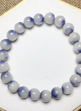 蓝线石手链斜方晶天然水晶海胆纹