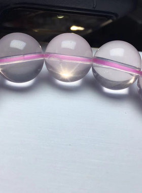 粉晶手链芙蓉石大珠莫桑比克粉