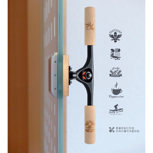 特色门拉手滑板支架改装门把手咖啡店门定制门拉手跨界应用 - 图2