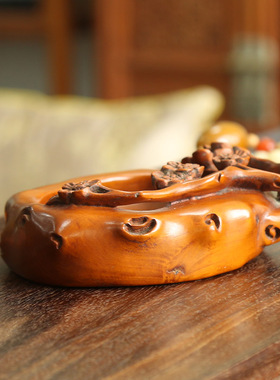 黄杨木木雕水洗红木烟灰缸工艺品