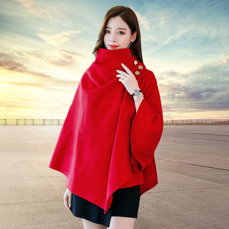 呢子披肩气质女神范2020秋冬季流行 游走色彩服饰毛呢外套