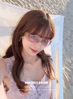 无框眼镜女折叠弧形太阳护目镜