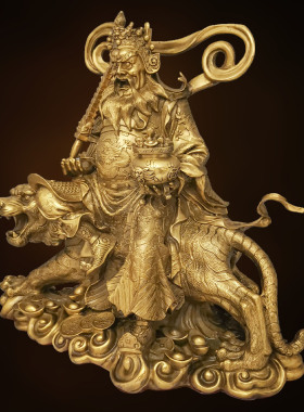 善缘堂金钱武财神黄铜家用摆件