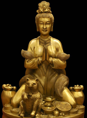 黄铜九尾铜像优质打磨工艺品摆件