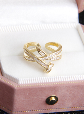 菲颜施女日韩锆石钉子开口戒指