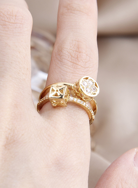 菲颜施女锆石日韩四叶草开口戒指